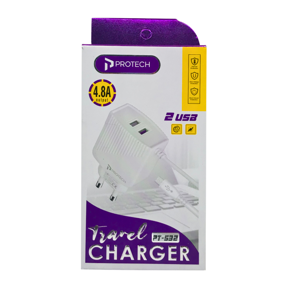 2USB TRAVEL CHARGER 4.8A OUTPUT (PT-532) [CH PT532]