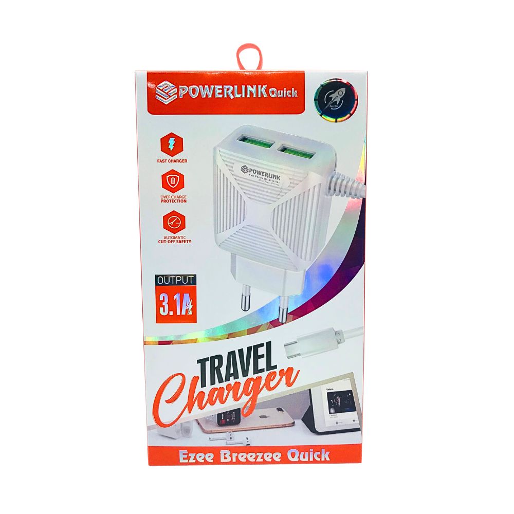 TRAVEL CHARGER OPTICAL SAFETY SUPERIOR SPEED FIX MICRO CABLE(POWERLINK QUICK) [CH PLQUICK-1]