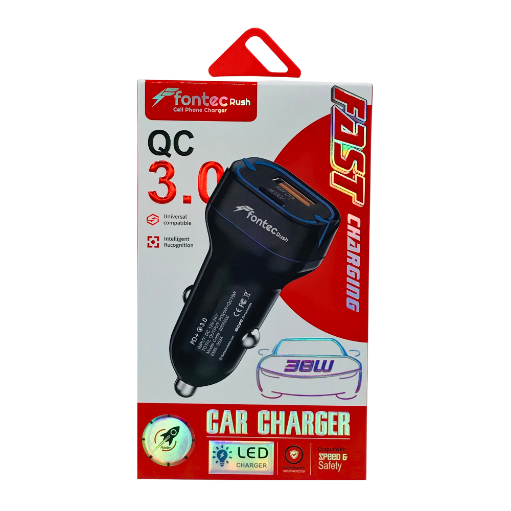 FONTEC RUSH CAR CHARGER QC 3.0 PD20W+ [CH CAR RUSH]