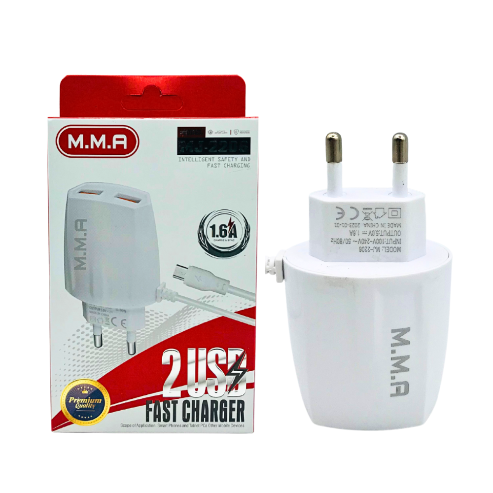 M.M.A 2USB CHARGER (PREMIUM QUALITY) (MJ-2206) [CH MJ2206]