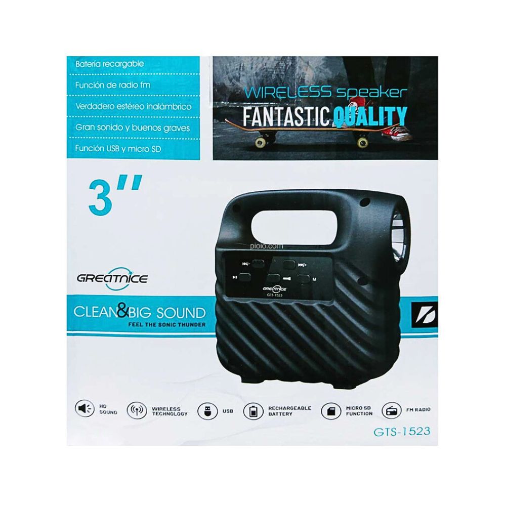 BLUETOOTH PORTABLE WIRELESS SPEAKER FANTASTIC QUILITY (GTS-1523) [GTS 1523]
