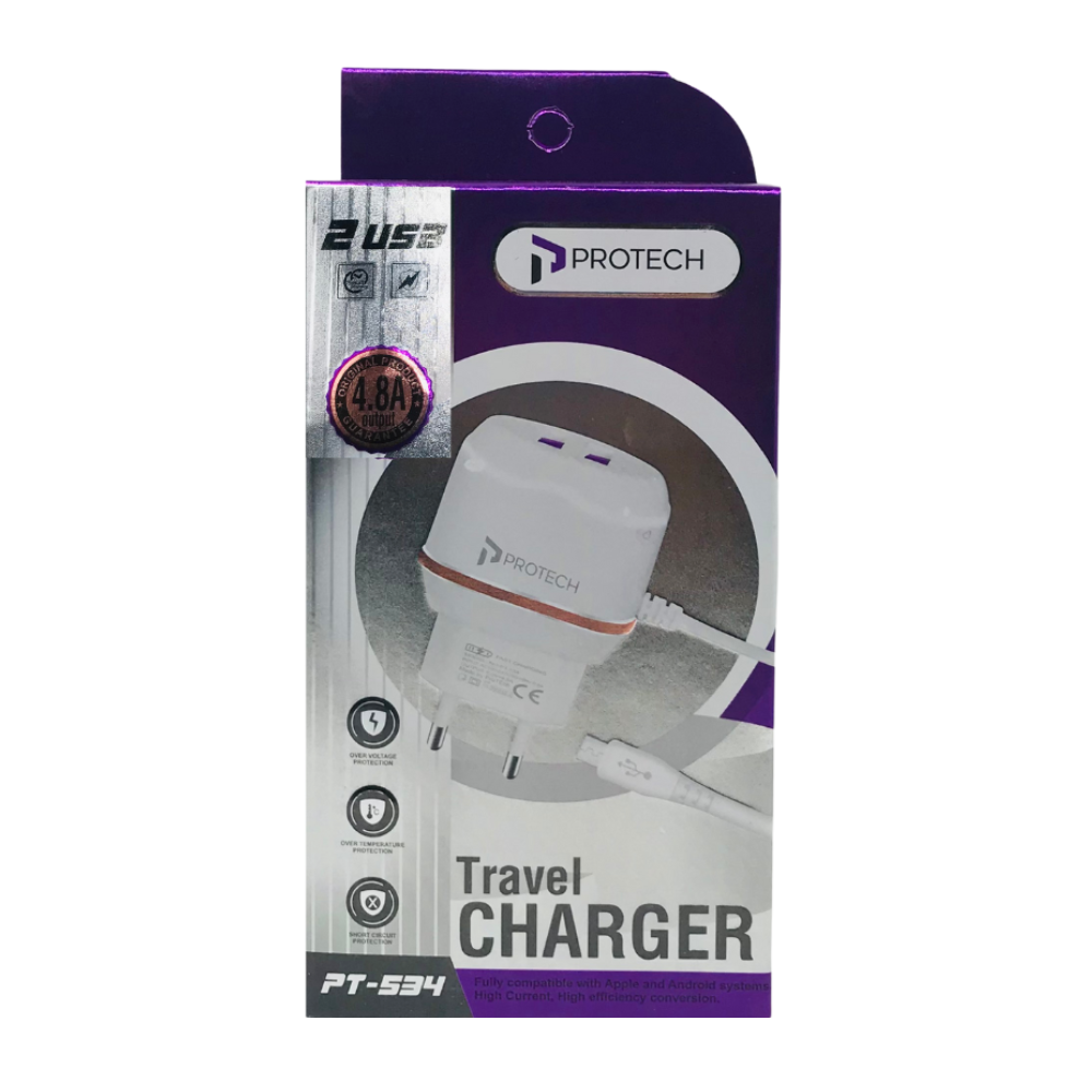 2USB TRAVEL CHARGER 4.8A OUTPUT (PT-534) [CH PT534]