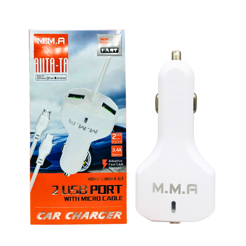 M.M.A FAST CAR CHARGER WITH MICRO&TYPE-C CABLE (MMA-02) [CH MMA 02]