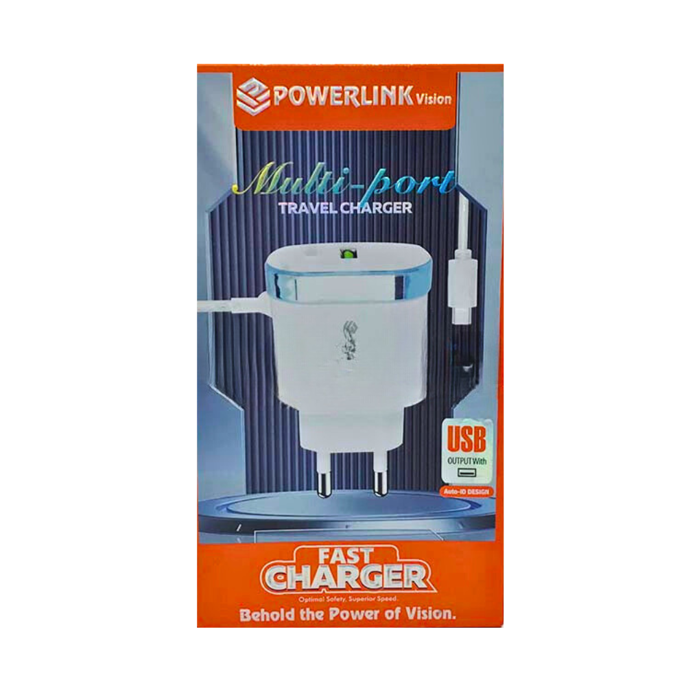 FAST & POWERFUL CHARGER WITH FIX MICRO CABLE (Powerlink Vision) [CH PLVISION-1] 