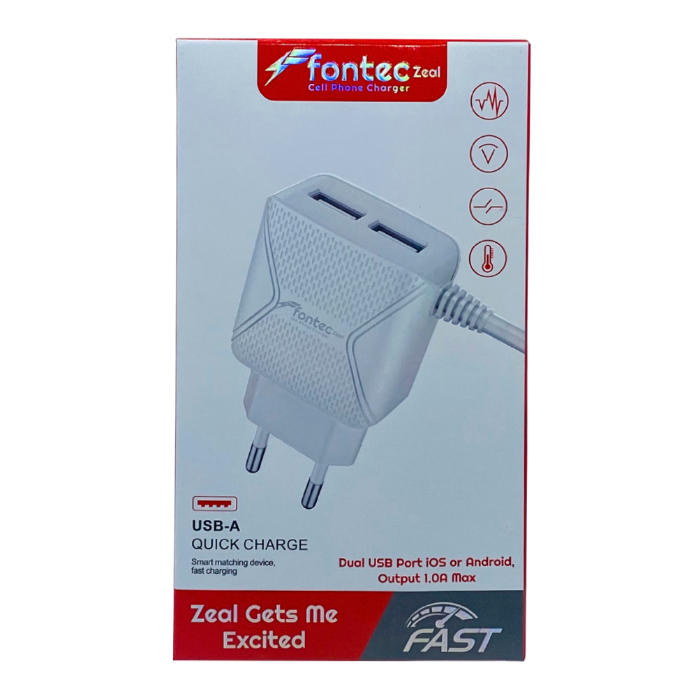 FONTEC CELL PHONE CHARGER 1.0A ZEAL (MICRO) [CH ZEAL MICRO]