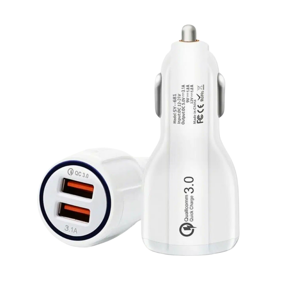 FAST CAR CHARGER QC 3.0 (2USB PORT'S) [CH CAR QC3.0]