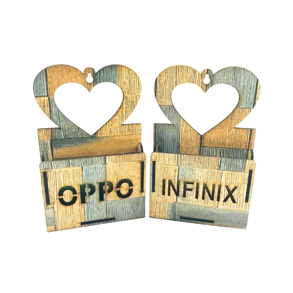 STYLISH HEART WOODEN WALL MOBILE STAND [STAND-18]